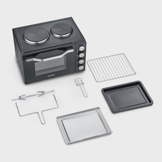 Severin TO 2074 Toasterofen mit Kochfeld, 2500 W, 30 l, Schwarz