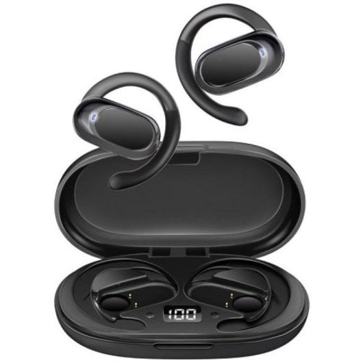 Cuffie sportive Promate Aerotune Open Ear Bluetooth 5.2 con custodia di ricarica nera