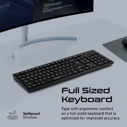 Promate ProCombo-12er-Pack, 2,4 GHz, kabellose Tastatur und Maus, Schwarz