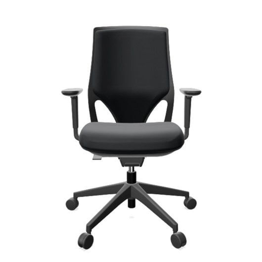 Chaise ergonomique Actiu Efit 10 dossier haut tissu noir, base polyamide, accoudoirs 2D