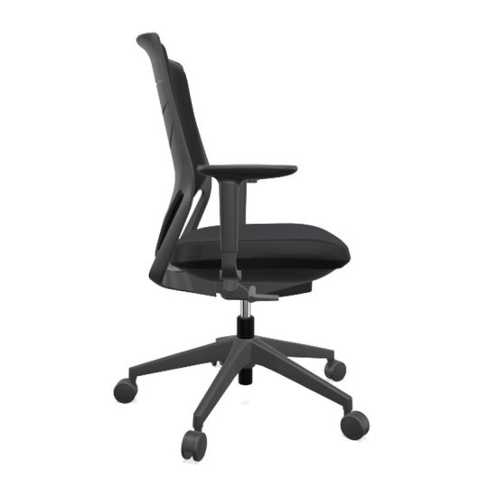 Chaise ergonomique Actiu Efit 10 dossier haut tissu noir, base polyamide, accoudoirs 2D