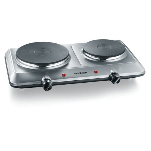 Severin DK 1014 Tragbarer Tischkocher, 2 Brenner, Edelstahl poliert, 2500 W