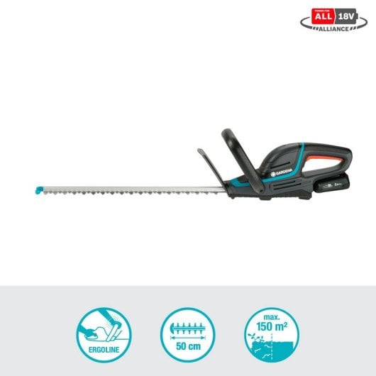 Gardena ComfortCut 50/18V P4A Set Cortasetos Inalámbrico + Batería 18V 2.0Ah + Cargador