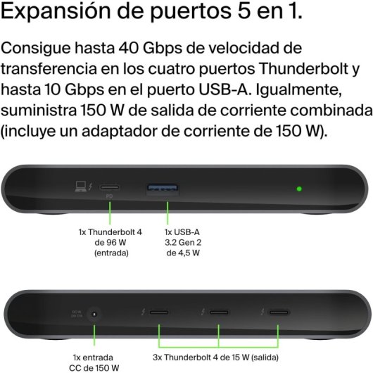 Belkin INC013VFSGY hub di interfaccia Thunderbolt 4 40000 Mbit/s Nero, Grigio