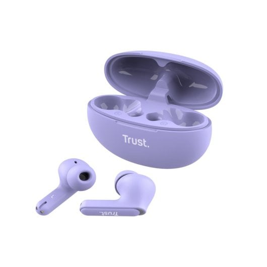 CASQUE IN-EAR BLUETOOTH TRUST YAVI 25297 LILAS ENC BASE DE CHARGEMENT USB-C COMMANDE TACTILE 23h