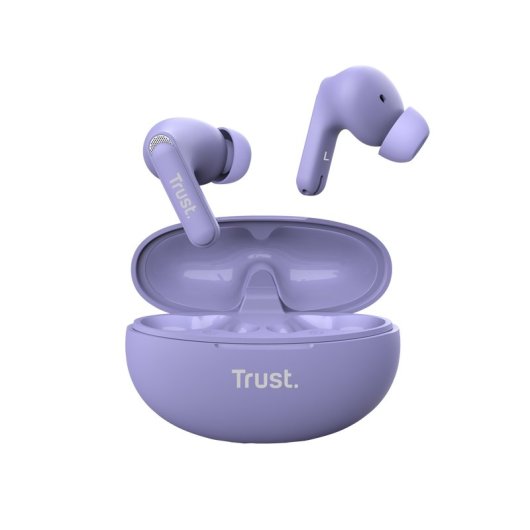 CASQUE IN-EAR BLUETOOTH TRUST YAVI 25297 LILAS ENC BASE DE CHARGEMENT USB-C COMMANDE TACTILE 23h