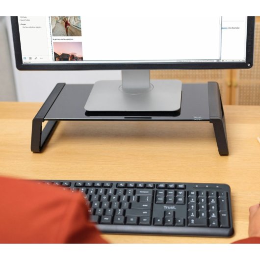 Trust Monta Soporte para Monitor de Cristal Templado Negro