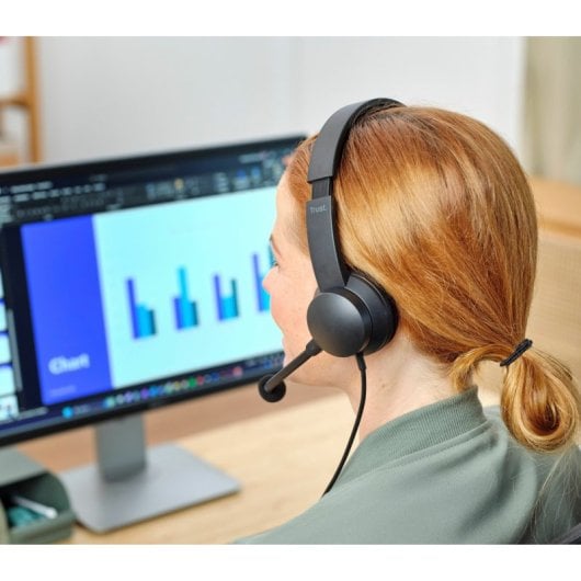 Trust HS-260 Auriculares Alámbrico de Oficina/Centro de llamadas USB-ENC para PC Negro