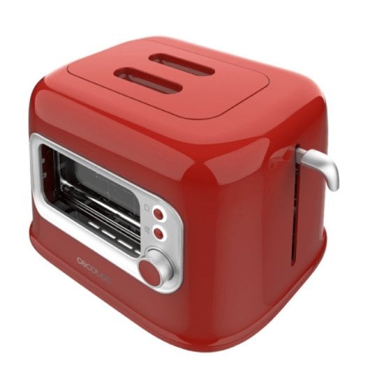 Cecotec RetroVision Roter Toaster mit Glasfenster und Retro-Design 700W
