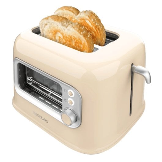 Grille-pain Cecotec RetroVision beige avec fenêtre en verre et design rétro 700 W
