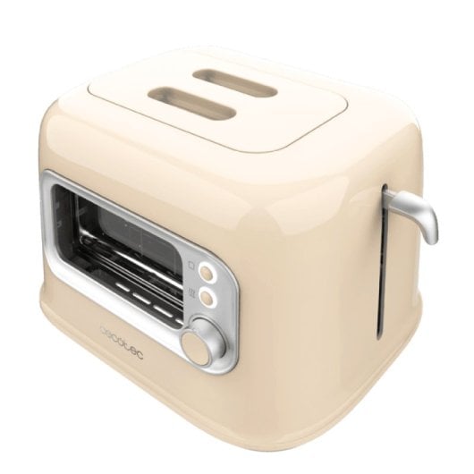 Grille-pain Cecotec RetroVision beige avec fenêtre en verre et design rétro 700 W