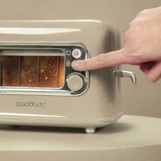 Grille-pain Cecotec RetroVision beige avec fenêtre en verre et design rétro 700 W