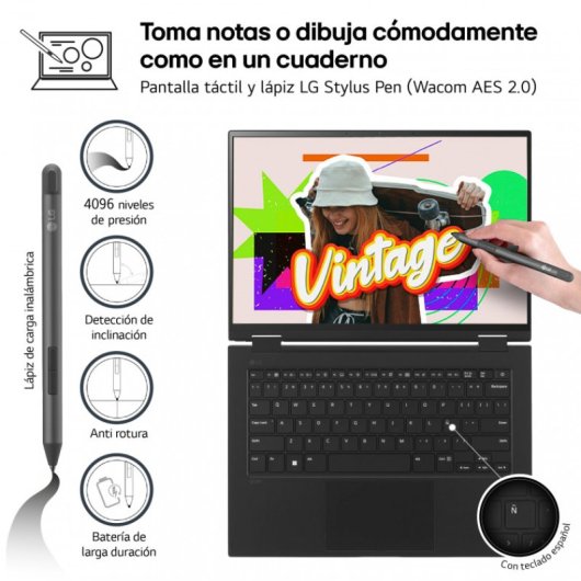 LG Gram Pro 2 en 1 14T90S-G.AA75B Intel Evo Core Ultra 7 155H/16GB/512GB SSD/14" Táctil