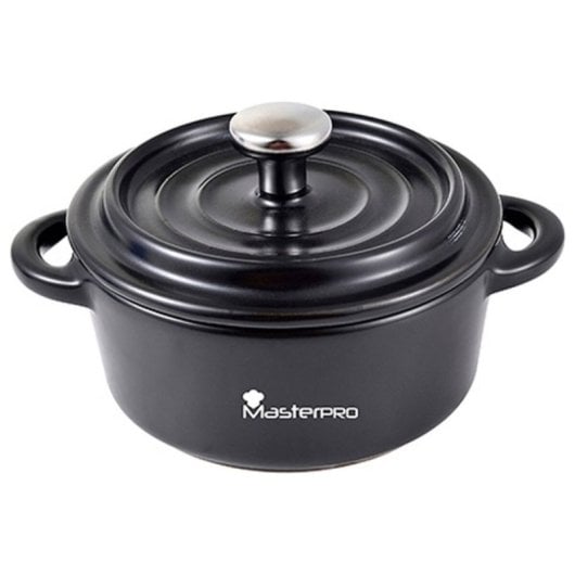 Cocotte ronde en grès noir Masterpro (12,8 X 10 X 4,5 Cm)
