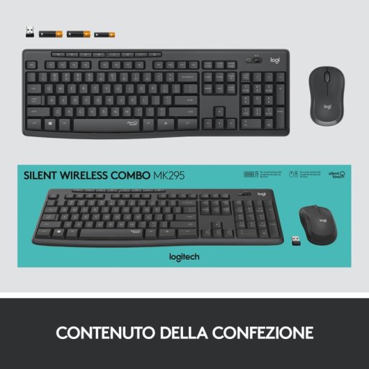 Logitech MK295 Silent Wireless Combo de Teclado y Ratón Inalámbricos Teclado Italiano