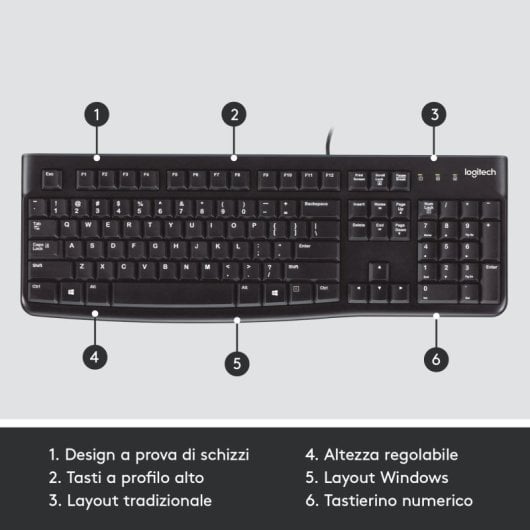Logitech K120 Teclado USB Layout Italiano