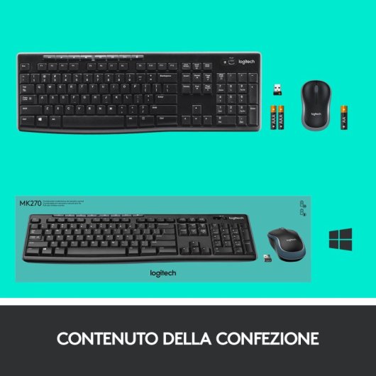Logitech Wireless MK270 Combo Teclado y Ratón Inalámbrico Teclado Italiano