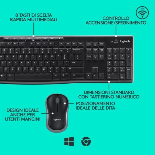 Logitech Wireless MK270 Combo Teclado y Ratón Inalámbrico Teclado Italiano