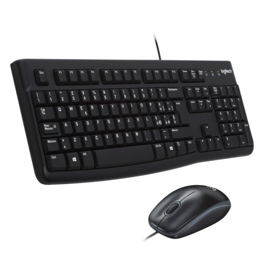 Logitech Desktop MK120 Tastatur Maus enthalten USB QWERTY Italienisch Schwarz