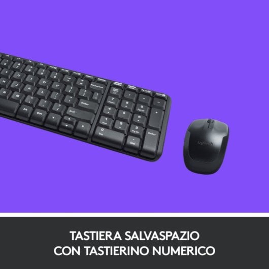 Logitech MK220 Combo Teclado y Ratón Inalámbricos Negros Teclado Italiano