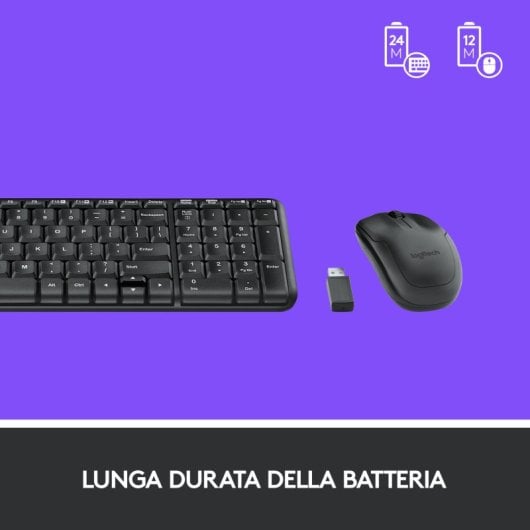 Logitech MK220 Combo Teclado y Ratón Inalámbricos Negros Teclado Italiano
