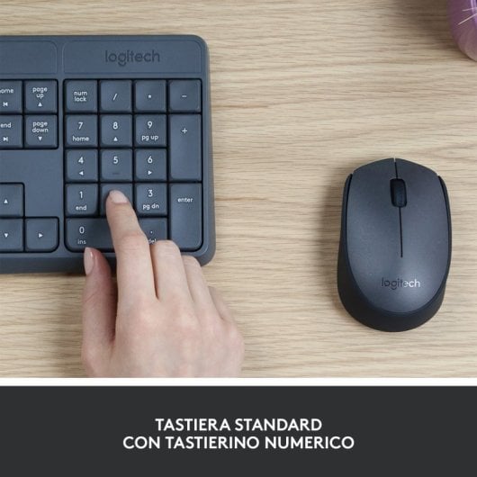 Logitech MK235 Combo Teclado + Ratón Inalámbrico Inalámbrico Gris Layout Italiano