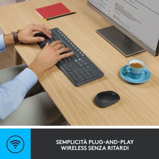 Logitech MK235 Combo Teclado + Ratón Inalámbrico Inalámbrico Gris Layout Italiano