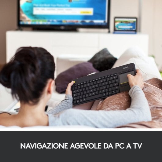 Logitech K400 Plus Tv tastiera RF wireless QWERTY italiana Nera