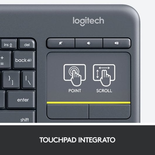 Logitech K400 Plus Tv tastiera RF wireless QWERTY italiana Nera