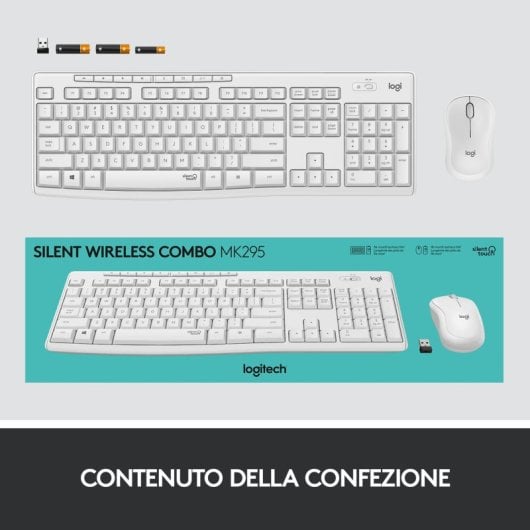 Logitech MK295 Silent Wireless Combo Teclado + Ratón Inalámbrico Blanco Teclado Italiano