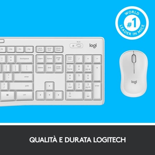 Logitech MK295 Silent Wireless Combo Teclado + Ratón Inalámbrico Blanco Teclado Italiano