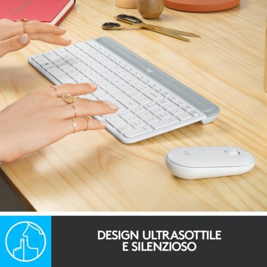 Logitech MK470 Combo Teclado + Ratón Inalámbricos Blancos Teclado Italiano