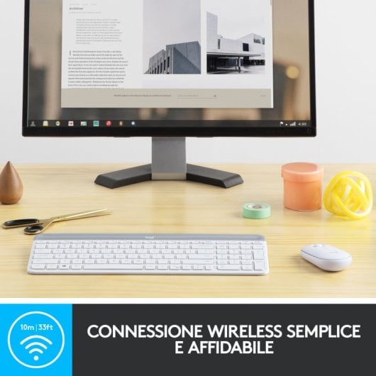 Logitech MK470 Combo Teclado + Ratón Inalámbricos Blancos Teclado Italiano