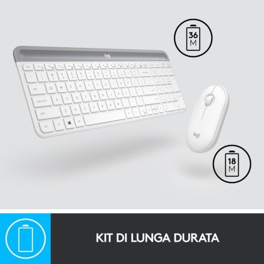 Logitech MK470 Combo Teclado + Ratón Inalámbricos Blancos Teclado Italiano