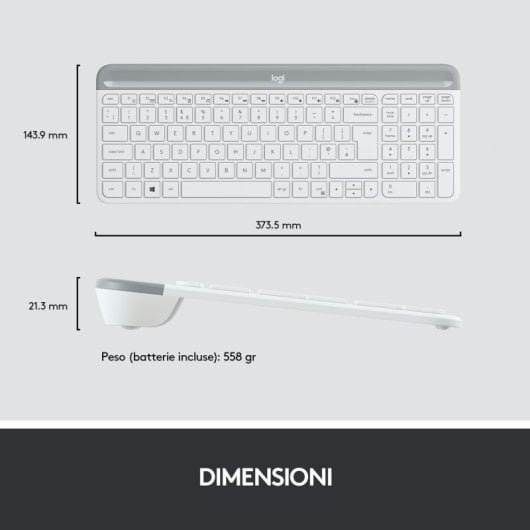 Logitech MK470 Combo Teclado + Ratón Inalámbricos Blancos Teclado Italiano