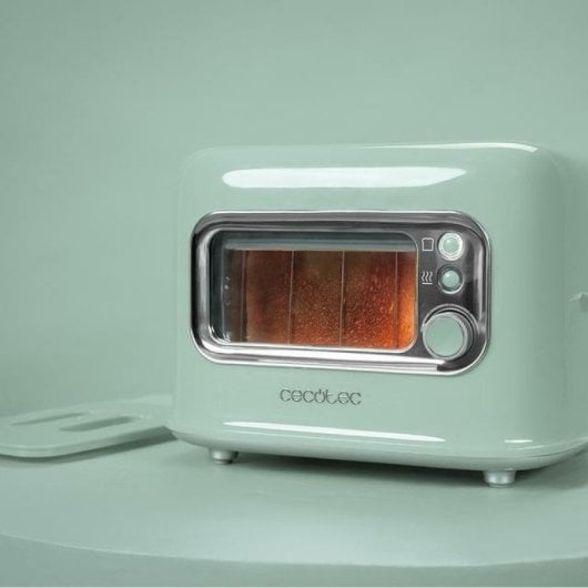 Cecotec RetroVision Green Tostadora con Ventana de Cristal y Diseño Retro 700W