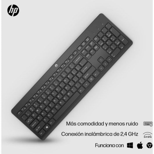 HP 230 Teclado Inalámbrico Puerto USB-A, Conexión Inalámbrica 2,4GHz, Windows, Negro