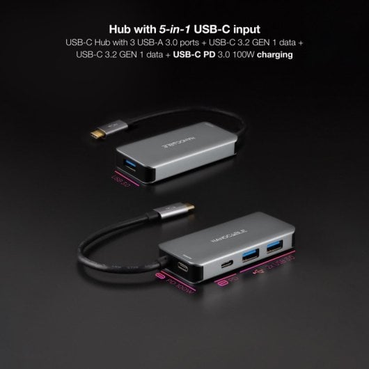 Nanocable Docking Hub 5 en 1 USB-C a USB 3.2/USB-C/USB-C PD
