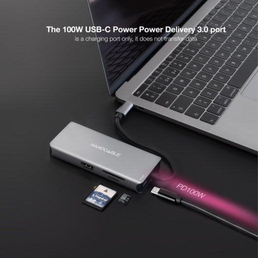 Nanocable Docking Hub 9 en 1 USB-C a HDMI/RJ45/USB 3.2/USB-C PD/Lector Tarjetas