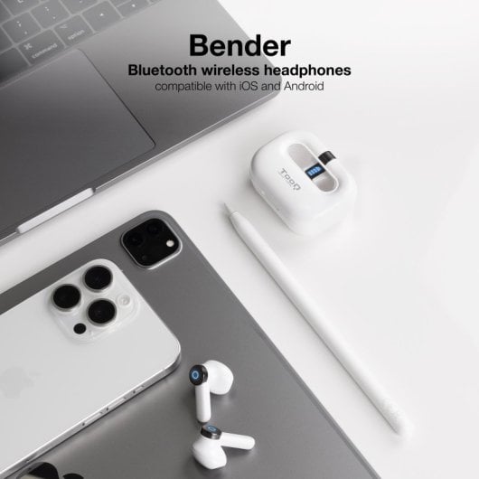 TooQ Bender TQBWH-0031W Auriculares Bluetooth com caixa de Carga Branco