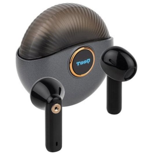 TooQ Snail TQBWH-0060G Kabellose Bluetooth-Kopfhörer mit Ladehülle, Grau/Schwarz