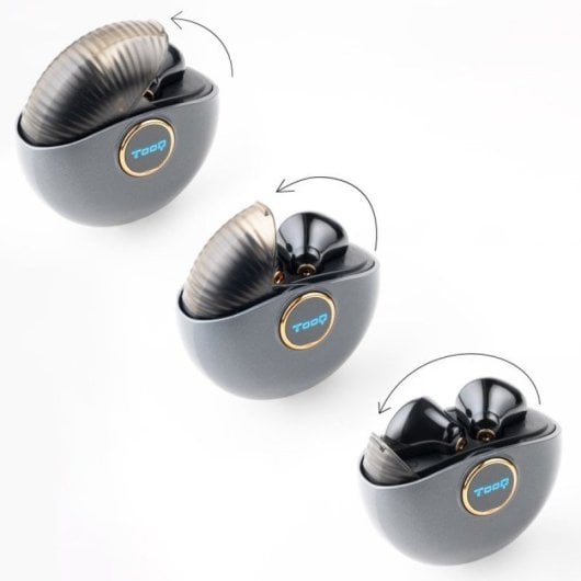 TooQ Snail TQBWH-0060G Kabellose Bluetooth-Kopfhörer mit Ladehülle, Grau/Schwarz