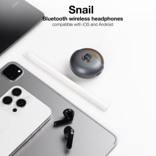 TooQ Snail TQBWH-0060G Kabellose Bluetooth-Kopfhörer mit Ladehülle, Grau/Schwarz