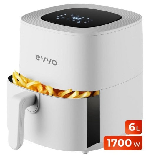 Evvo Home Tasty Fryer Freidora de Aire sin Aceite 6L 1700W Blanca