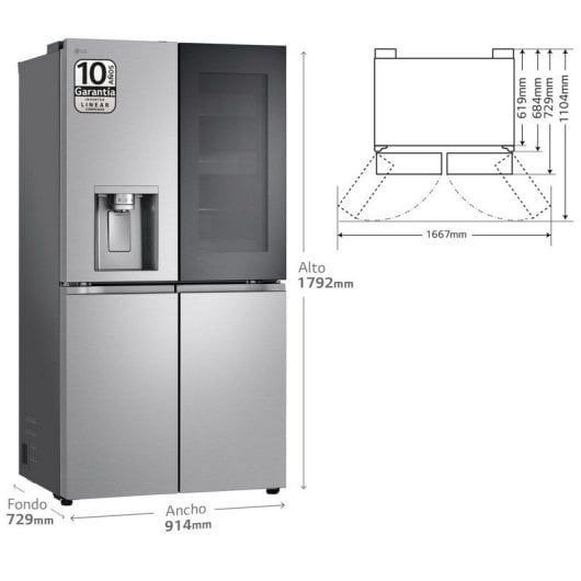 LG GMG960MBEE Frigorifero americano InstaView E Acciaio testurizzato Anti-impronta