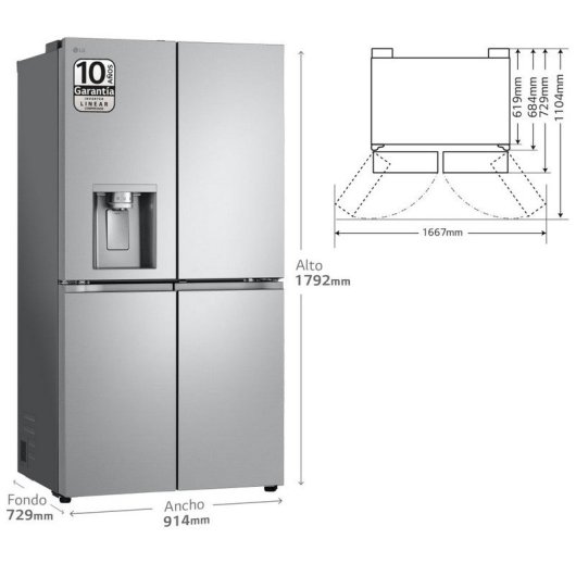 LG GMJ960MBJE Frigorífico Americano Door-in-Door E Acero Texturizado Antihuellas