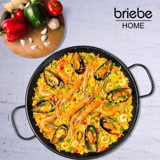 Padella Briebe55 Padella Per Paella Valenciana Briebe Smaltata 55 cm, Antiaderente 16 Porzioni di Paella, Gas, Ho