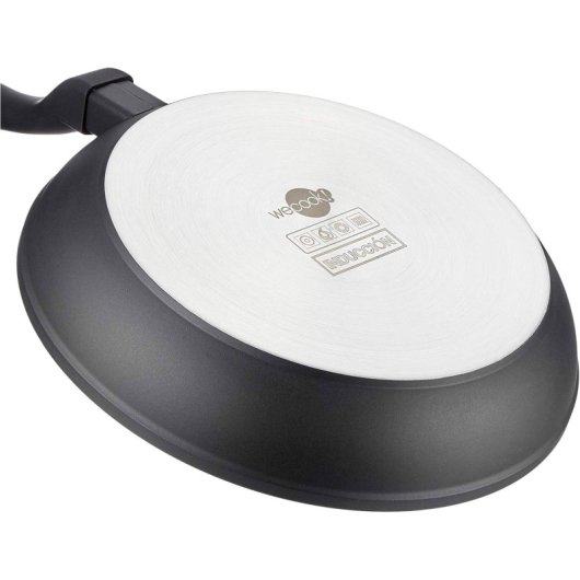 WECOOK! Ecostone Cazuela Baja Inducción Con Tapa De Cristal 40cm Antiadherente Xylan Plus Ecologico Sin Pfoa Aluminio Fundido 5mm Espesor 7 5cm Alto Asas Silicona Vitroceramica Gas