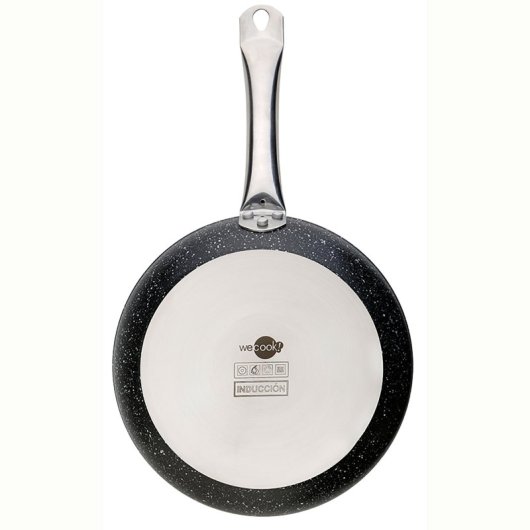 WECOOK! Ecostone XTRA Dupon Inductiekookpan met glazen deksel, 24 cm, milieuvriendelijk, zonder PFOA, gegoten aluminium, 5 mm dik, 7,5 cm hoog, siliconen handgrepen, glaskeramiek, gas, zwart