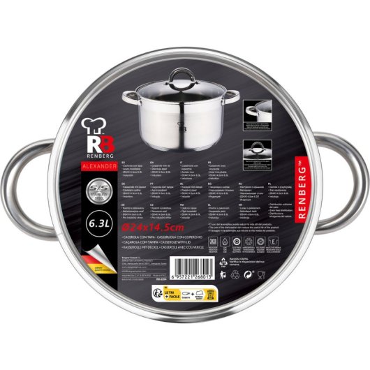 Renberg Cacerola 6,5l Acero Inoxidable | PcComponentes.com